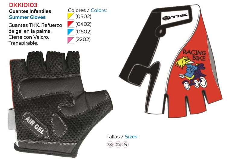 GUANTES BICICLETA TKX NIO ROJO XXS